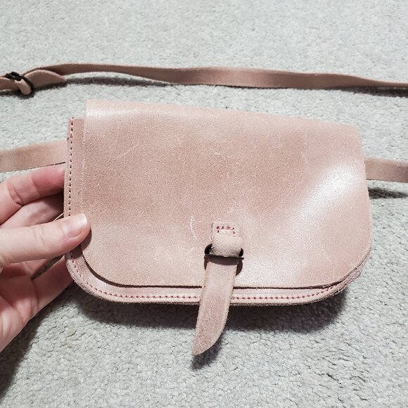 GARUGLIERI Italian Leather Belt Bag Waist Fanny Pack Purse Pastel Pink 7" x 4.5" - Picture 3 of 14